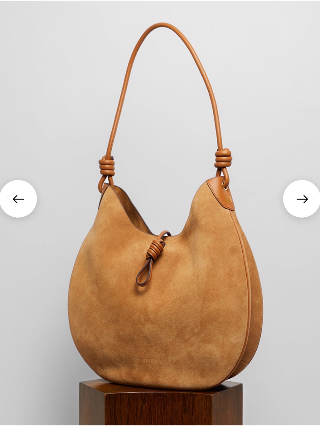 Folklore The Label Suede Hobo Shoulder Bag In Tan Suede